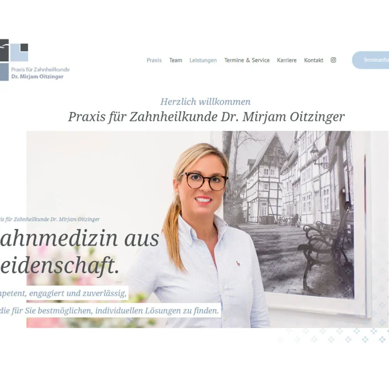 In der Praxis für Zahnheilkunde von Dr. Mirjam Oitzinger finden Patientinnen und Patienten Zahnärzte und zahnmedizinische Fachangestellte aus Leidenschaft, die Ihren Beruf mit großer Begeisterung und Sorgfalt ausführen. Die moderne Praxis in Gütersloh bietet nahezu das gesamte Spektrum der Zahnheilkunde an und kann durch ein eigenes Praxislabor eine ganzheitliche Betreuung garantieren. Im Rahmen einer Erneuerung des Corporate Designs durften wir bei cands eine neue Farb- und Bilderwelt mitsamt einem überarbeiteten Logo, sowie einer neuen Internetseite entwickeln und launchen. Das neue Corporate Design erscheint in einem eleganten, freundlichen Erscheinungsbild, während die neue Internetseite www.dr-oitzinger.de den Patientinnen und Patienten alle relevanten Informationen in einer übersichtlichen und ansprechenden Form präsentiert. Wir danken Dr. Mirjam Oitzinger für die Zusammenarbeit und freuen uns zugleich auf weitere spannende Projekte.
